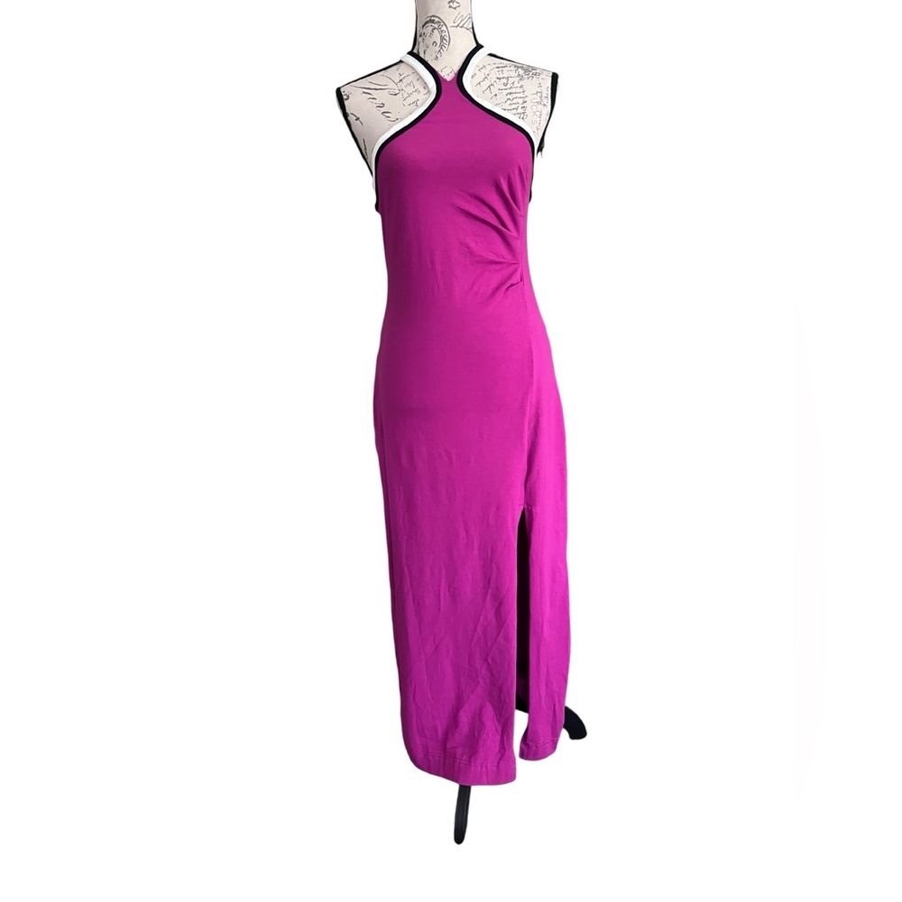 Anthropologie Daily Practice Halter Side-Slit Maxi Dress, raspberry rose